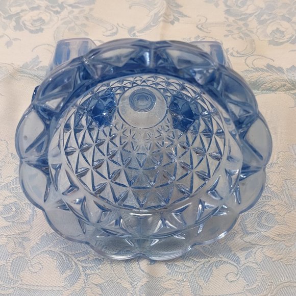 Pair of Vtg Depression Candle Holders Imperial Glass Katy Blu Lace Edge - Picture 7 of 9